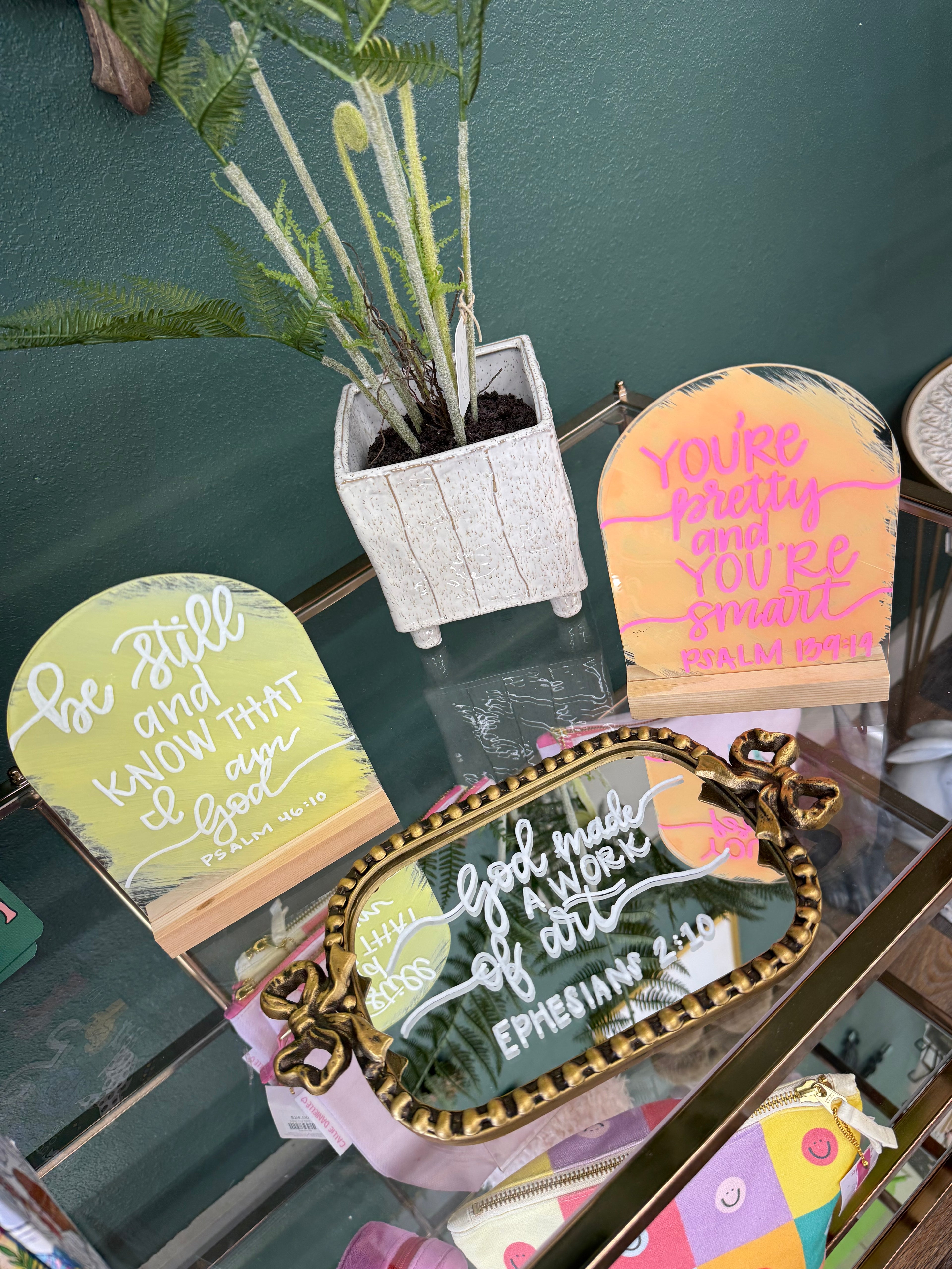 Hand lettered Bible Verse Signs and Mirror