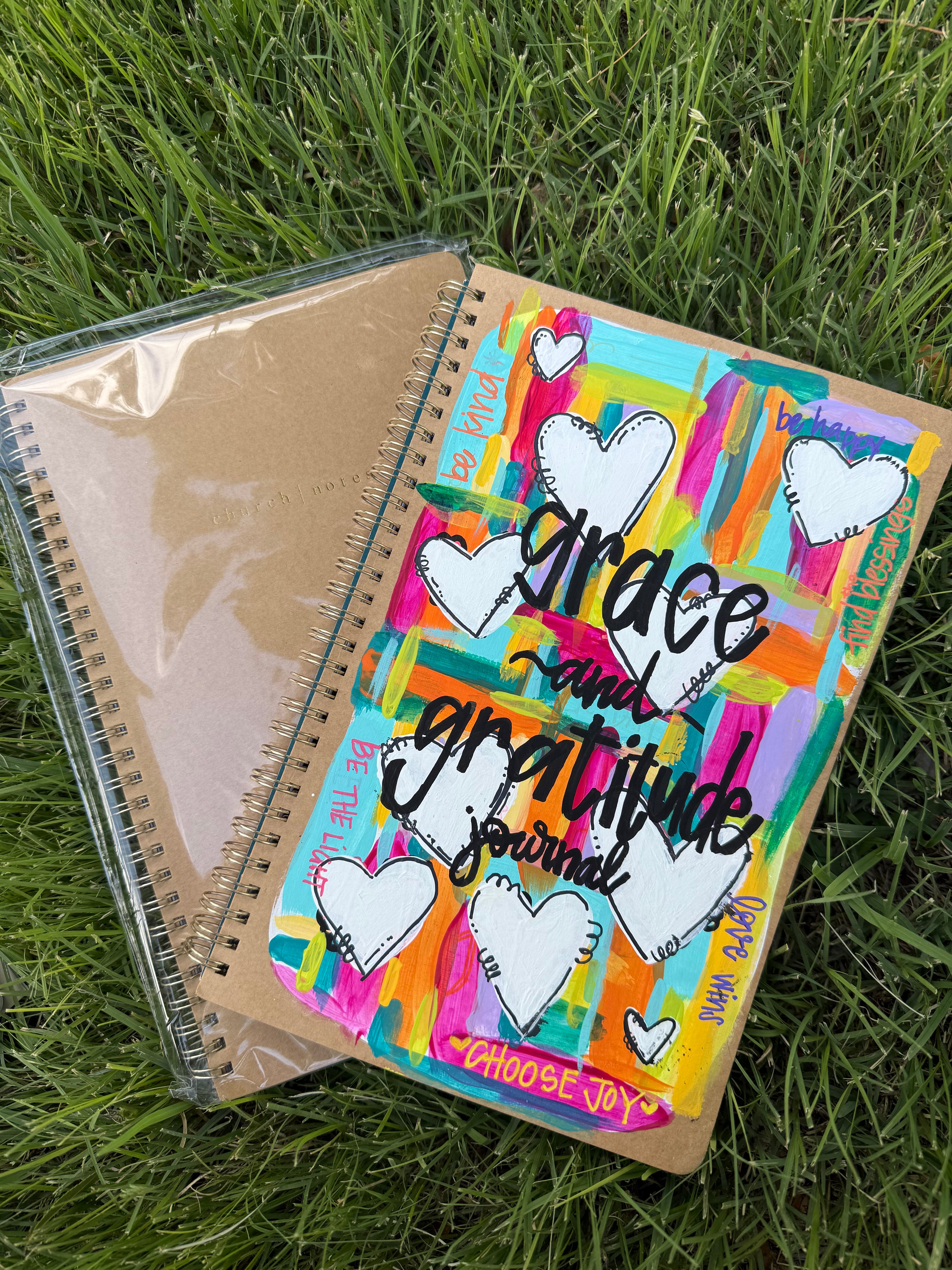 Hand painted journal. Grace and Gratitude